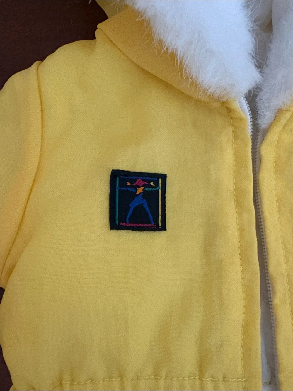 American Girl Yellow Hooded Jacket with White Faux Fur Trim
